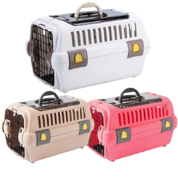 犬用ケージ ダブルゲート ペットキャリア ブラウン M