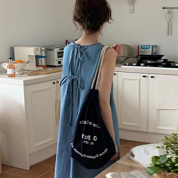 ノースリーブワンピース デニムワンピース ロングワンピース 夏ワンピース デニムワンピース 週末ワンピース Jubil Denim Long Dress