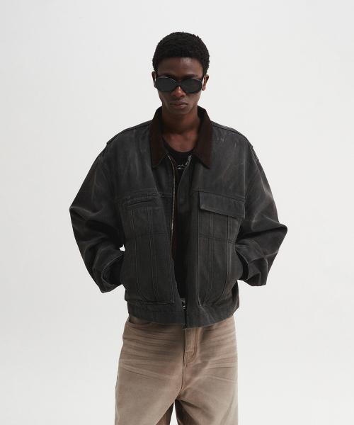 [D&S.R] VINTAGE WORK CROP JACKET BLACK DNBDFWJK10BK