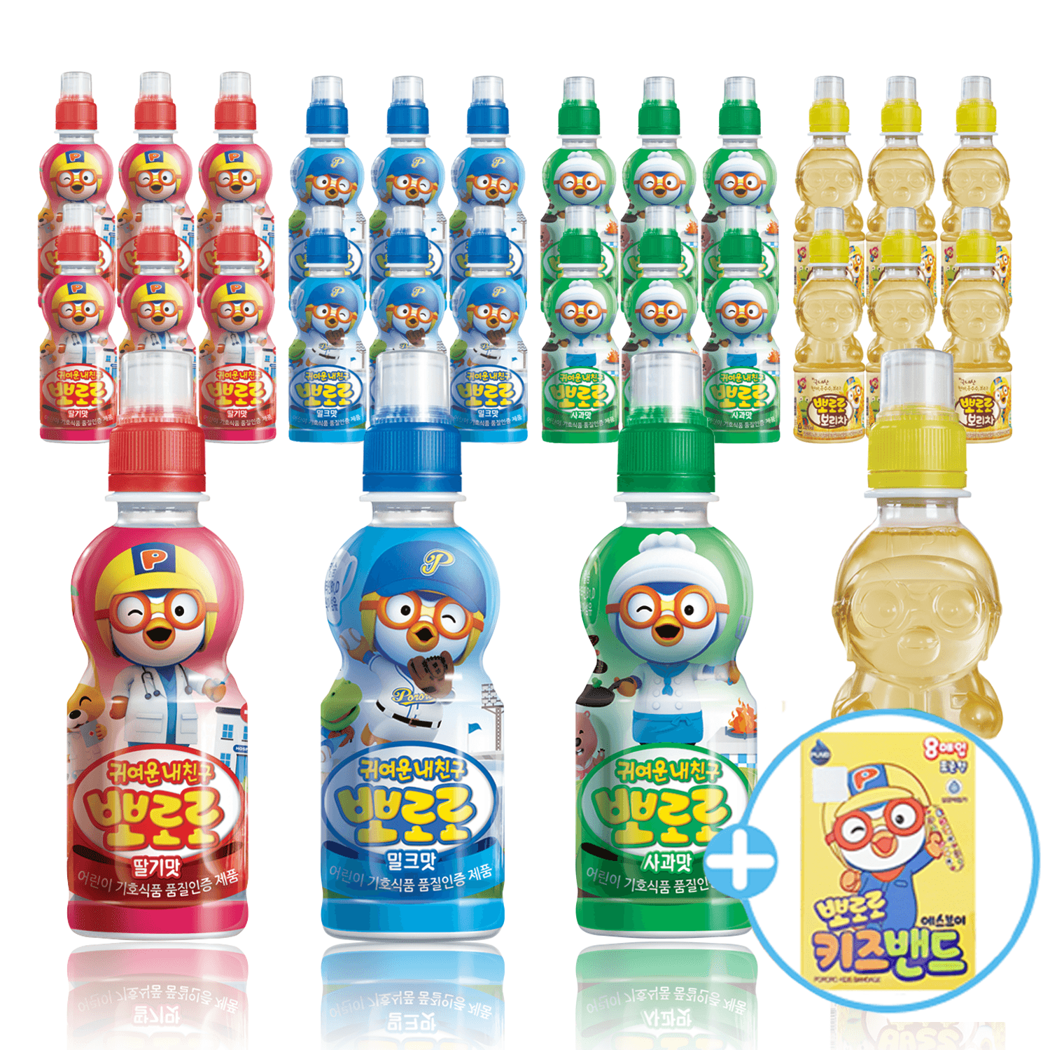 뽀로로 飲料 児童ジュース ミルク味 いちご りんご 235ml 麦茶 220ml 各6本ずつ 24本