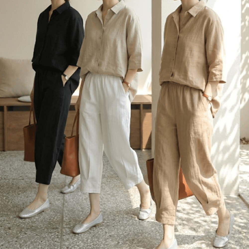 レディース リネン バギー ジョガーパンツ 夏用 冷感 7分袖 ショートパンツ 袴風 バルーン スラックス ビッグサイズ 綿混