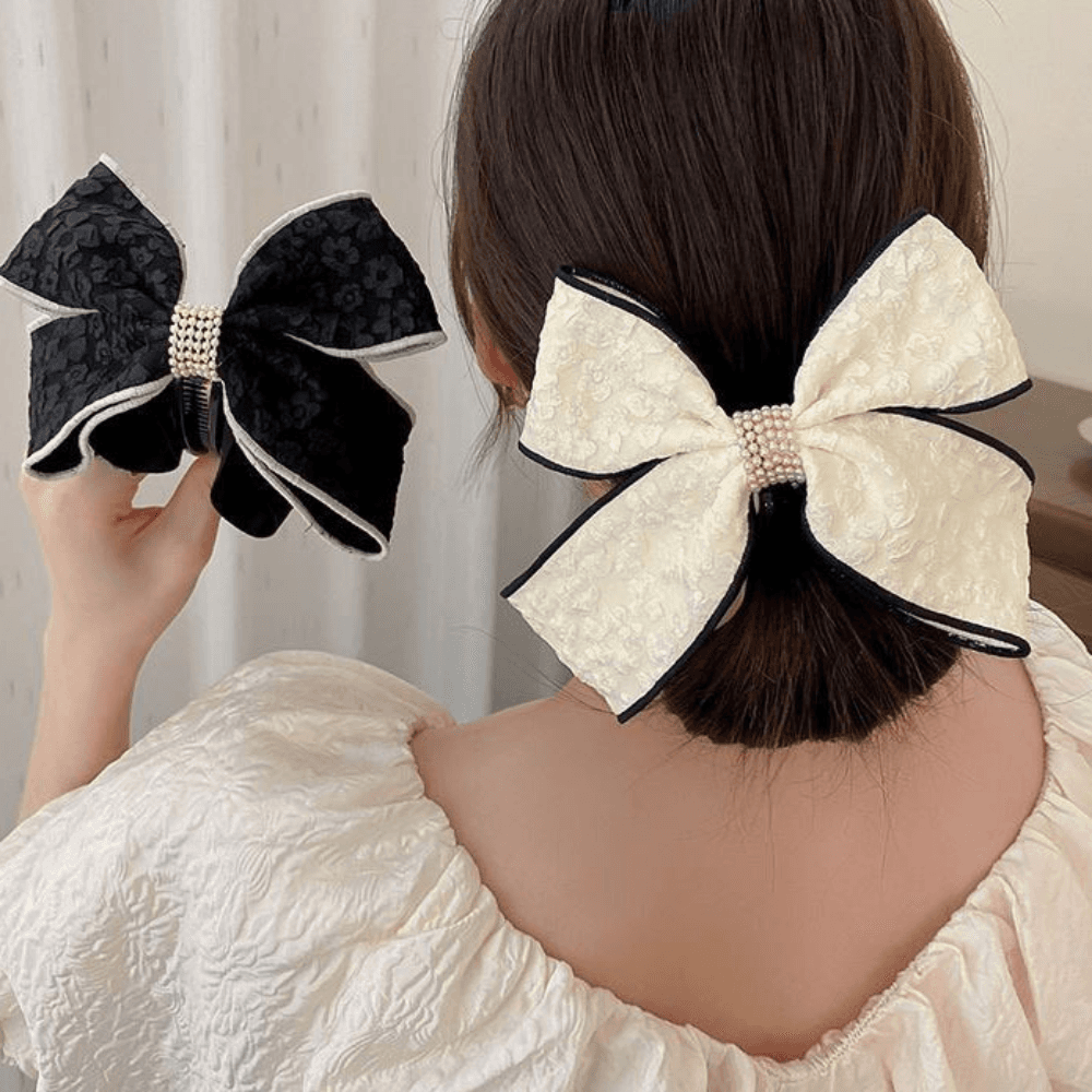 レース リボン ヘアピン パール 装飾 レディース ヘア アクセサリー