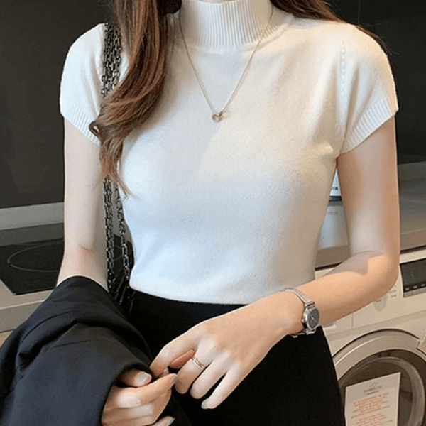 薄手 レディース タートルネック Tシャツ 半袖 レディース ベーシック Tシャツ トップス 基本