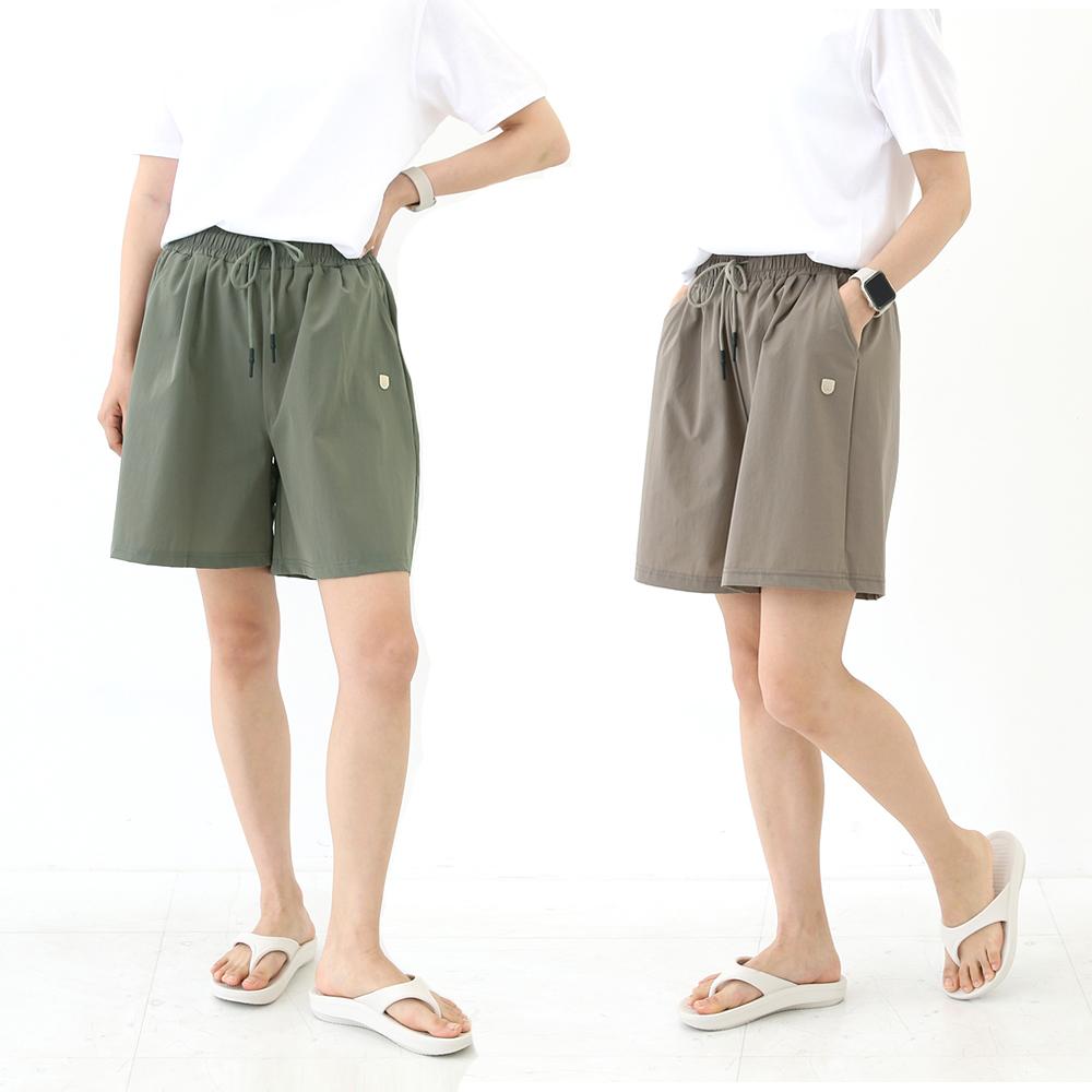 1+1 ひんやりクールスパン 夏 レディース ショートパンツ トレーニング スポーツ 5分丈 バンディング トレイニングパンツ ビッグサイズ