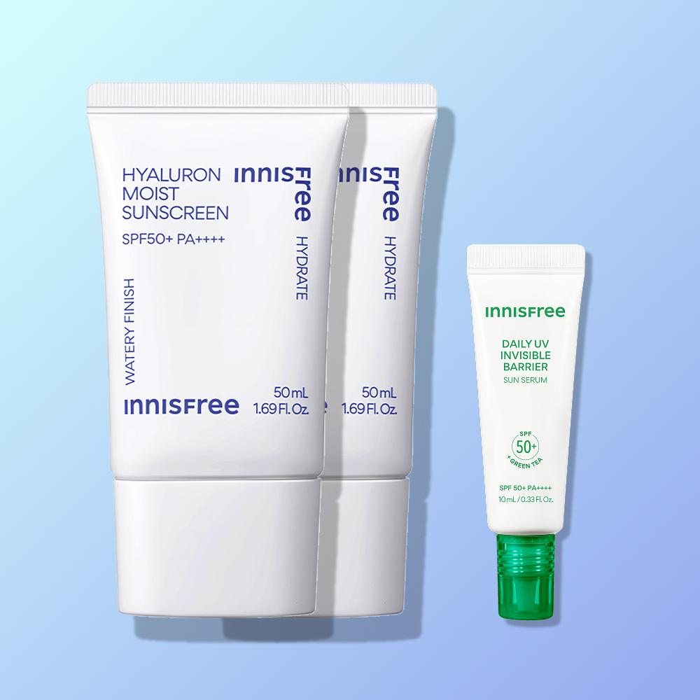 Innisfree ヒアルロン酸 水分 白浮きしないサンクリーム SPF50+ 50ml、2個