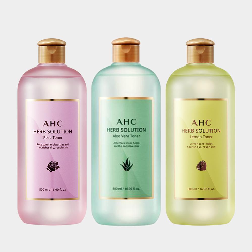 AHC ハーブソリューション 大容量トナー 500ml 1個 (アロエベラ/ローズ/レモンから選択)