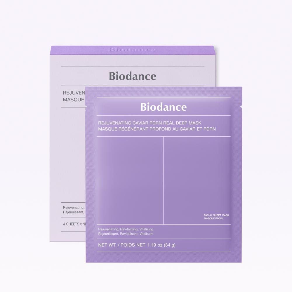BIO-DANCE リジュビネイティング キャビア PDRN リアル ディープ マスク 4枚, 1個
