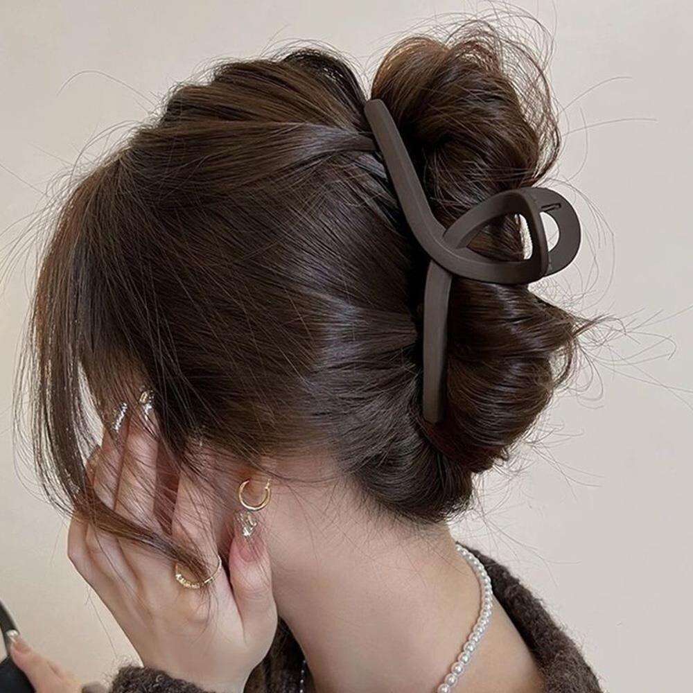 レディースデイリールック マットブラウン ビッグサイズ ヘアクリップ