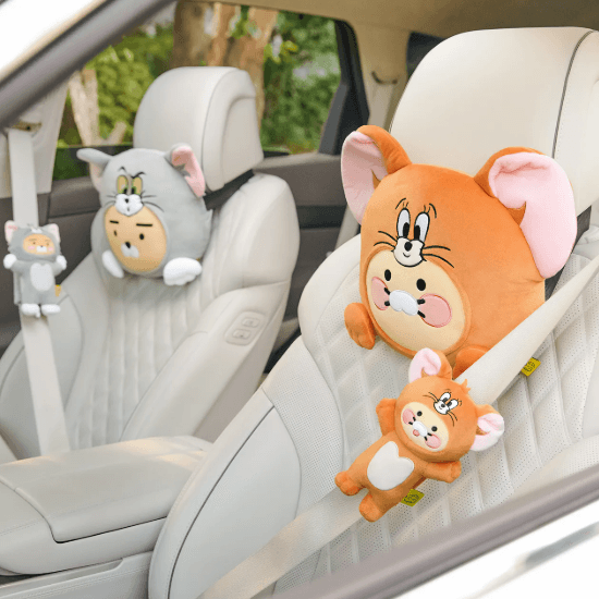 カカオフレンズ トムとジェリー チュンシク 車用シートベルトカバー チュンシク 車用ネックピロー セット 新車プレゼント