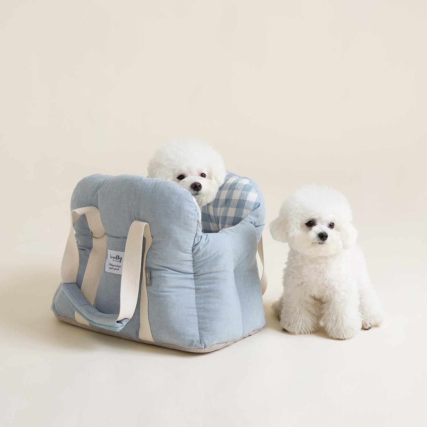 울리 コットンチェック クラウド 犬 キャリーバッグ スリングバッグ 散歩 キャリア 機内持ち込み M
