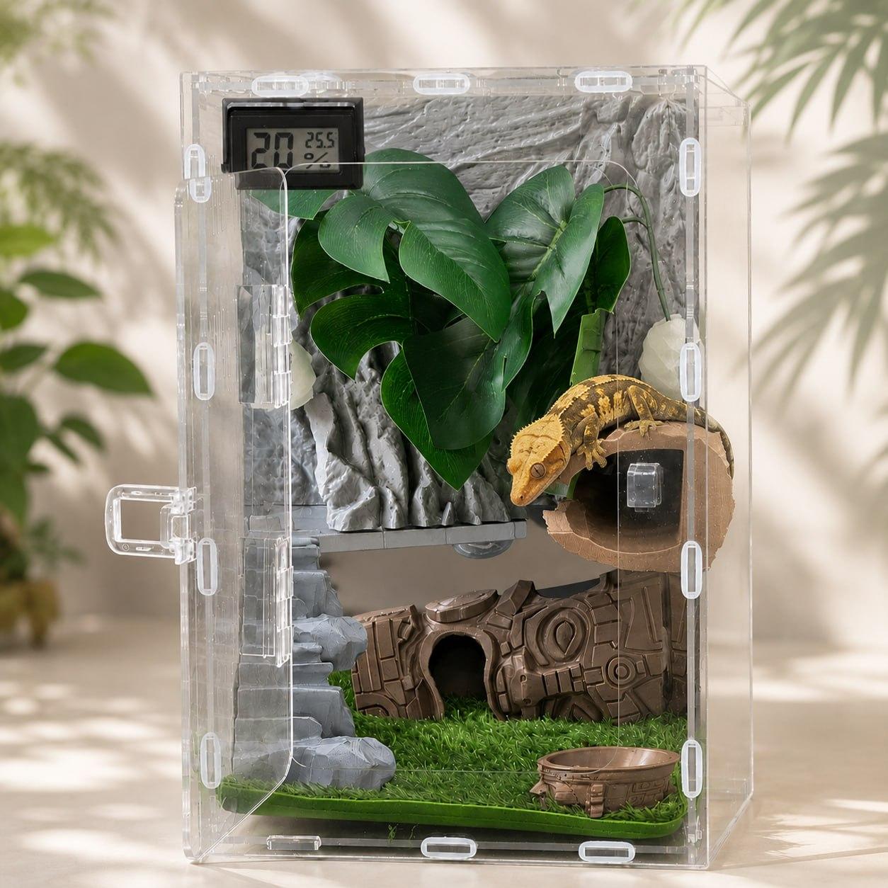 テラドーム トカゲ飼育ケージ アクリルセット ゲッコー クレス ト隠れ家 爬虫類 トテムハウス