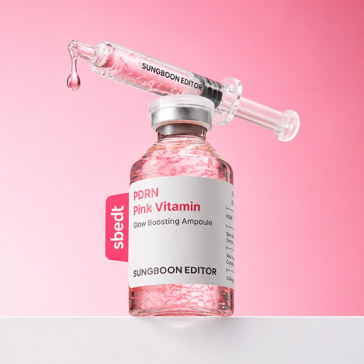 成分エディター PDRN ピンク ビタミン グロー ブースティング 光彩 アンプル 40ml, 1個