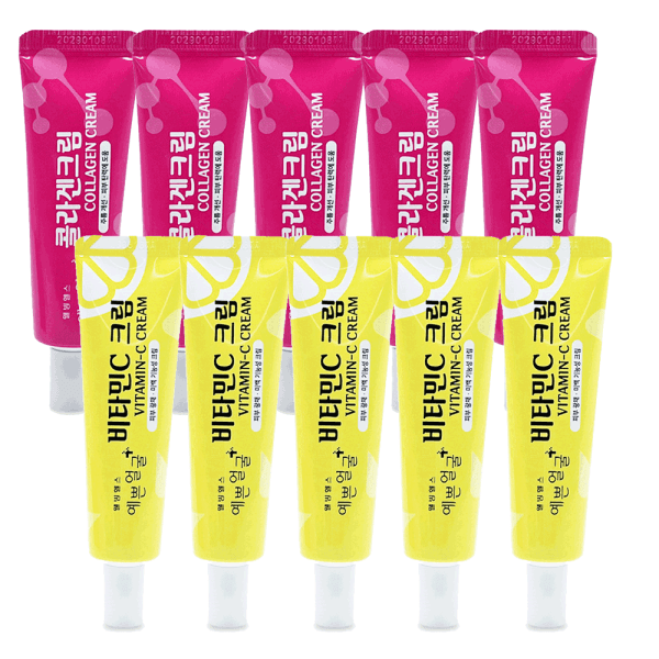 웰빙헬스 웰빙헬스 美顔コラーゲンクリーム 25ml 5個 + 美顔ビタミンCクリーム 5個 セット
