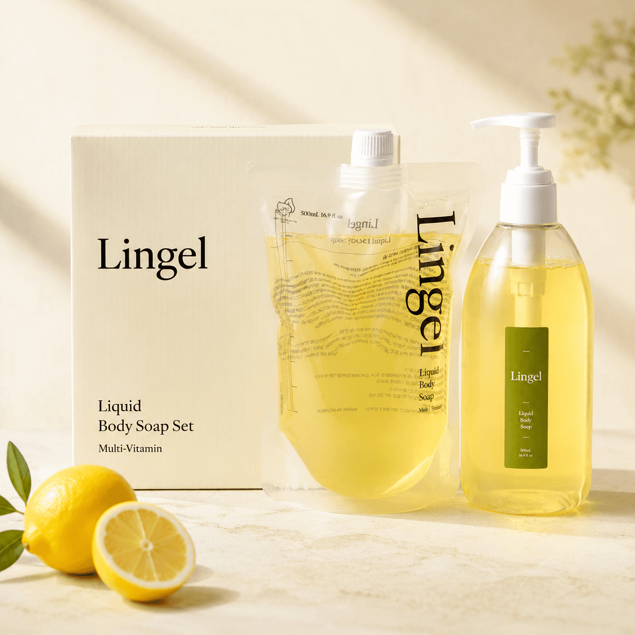 LINGEL 背中ニキビ ボディウォッシュ パフューム シャワージェル 大容量 香り良い ボディシャワー オールインワンクレンザー 500ml + 500ml(リフィル), 1個