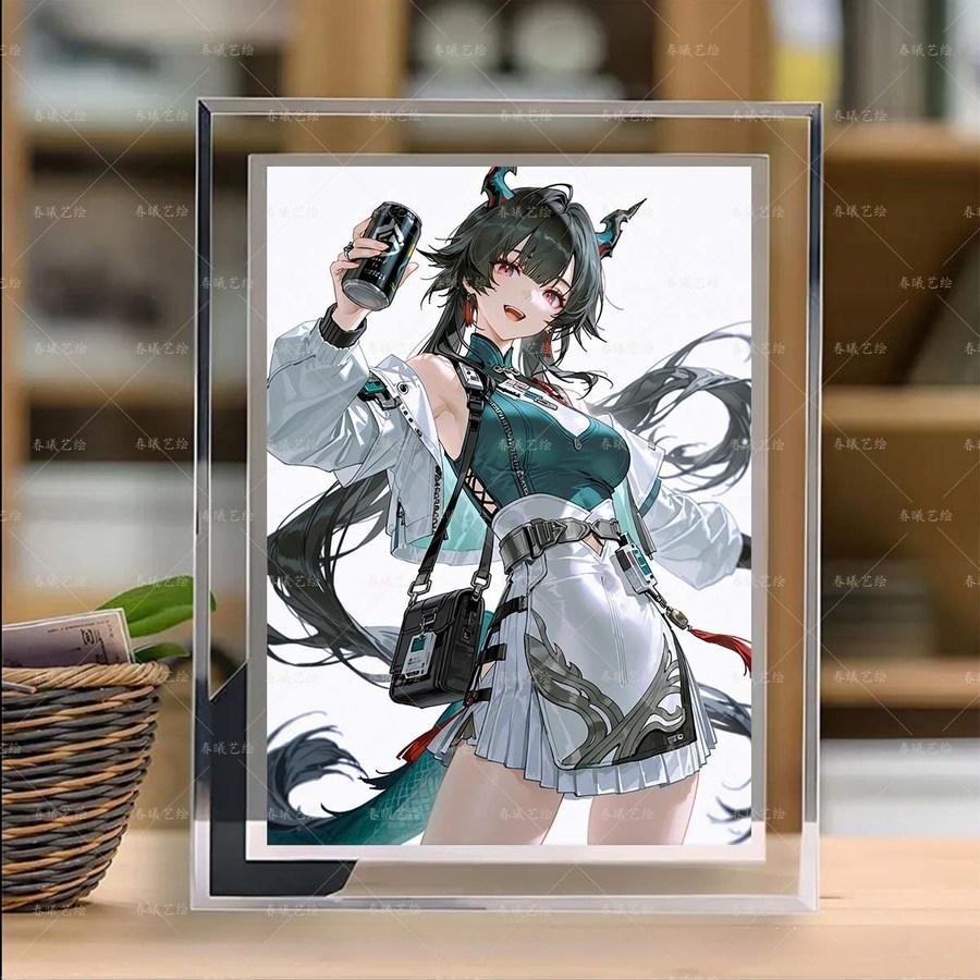 [アークナイツ エンドフィールド] 진천우 クリスタル イラスト フレーム インテリア 装飾 명방 グッズ プレゼント 진천우 10 5インチ
