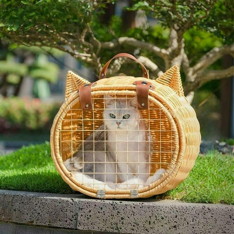 ペットキャリー ラタン 펫 캐리어 外出用 車輪付き トロリー ケース