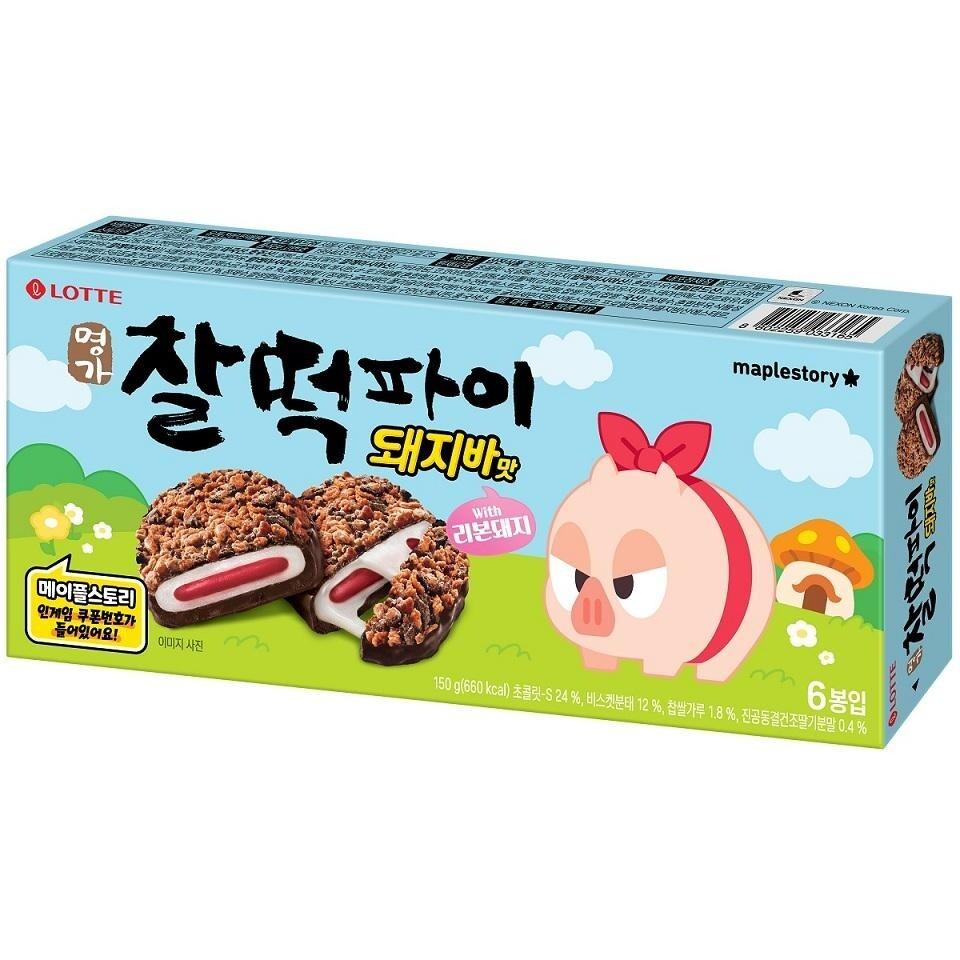메가마트 롯데웰푸드x메이플스토리 찰떡파이 돼지바맛 150g