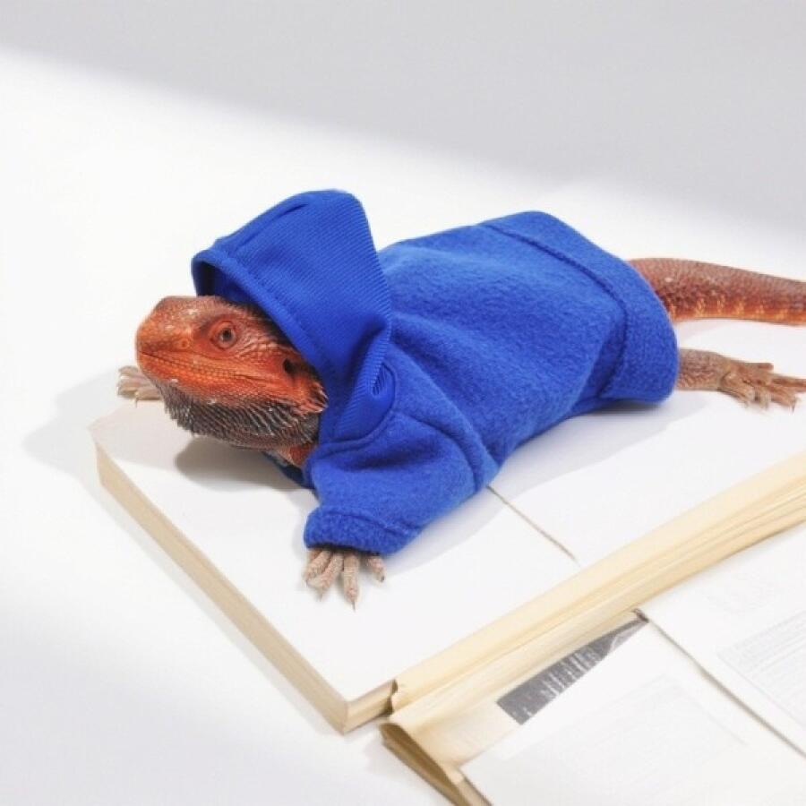 ペット用保温トップス トカゲ用フーディー カラーブロック 防風爬虫類服 変身衣装ショー