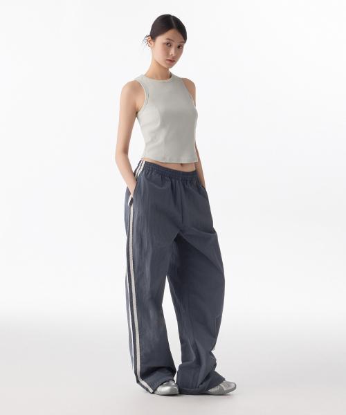 무신사 스탠다드 우먼 musinsastandardwoman 무신사 Women's ナイロン ワイド レース トラック パンツ ブルーグレー