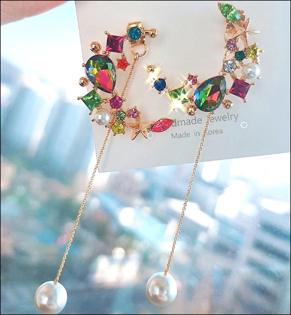 鮮やかなカラー レディース キラキラ 華やか ドロップ アクセサリー 豪華 ピアス キュービック 4 プニ