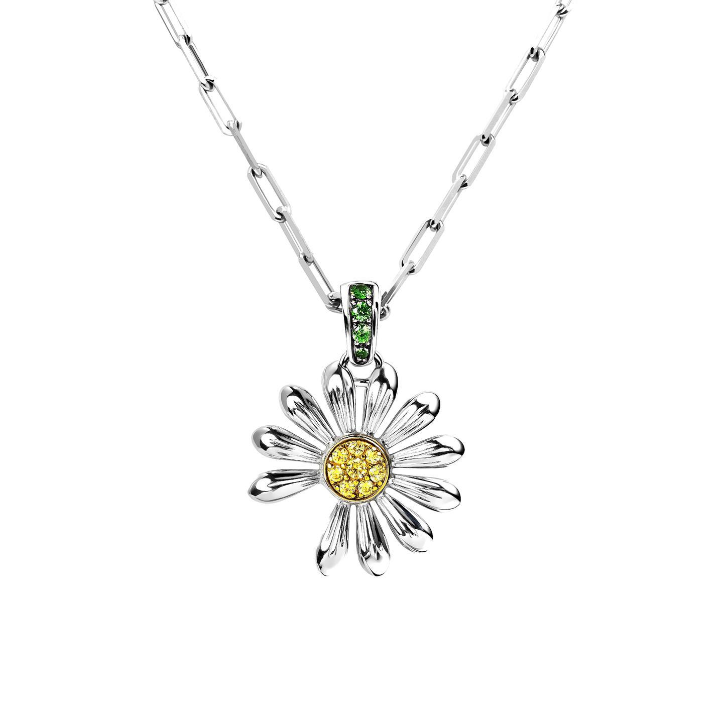 デイジー ネックレス シルバー ペンダント チェーンジュエリー 花デザイン レディースコーディネート デイリーファッション アクセサリーアイテム