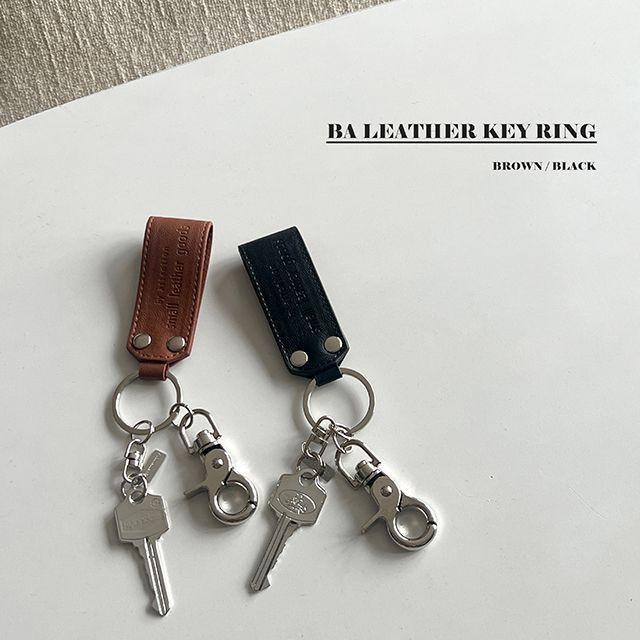 Ba リアルレザー レザー ポイント デイリー カジュアル ミニマル キーリング キーホルダー アクセサリー 2color
