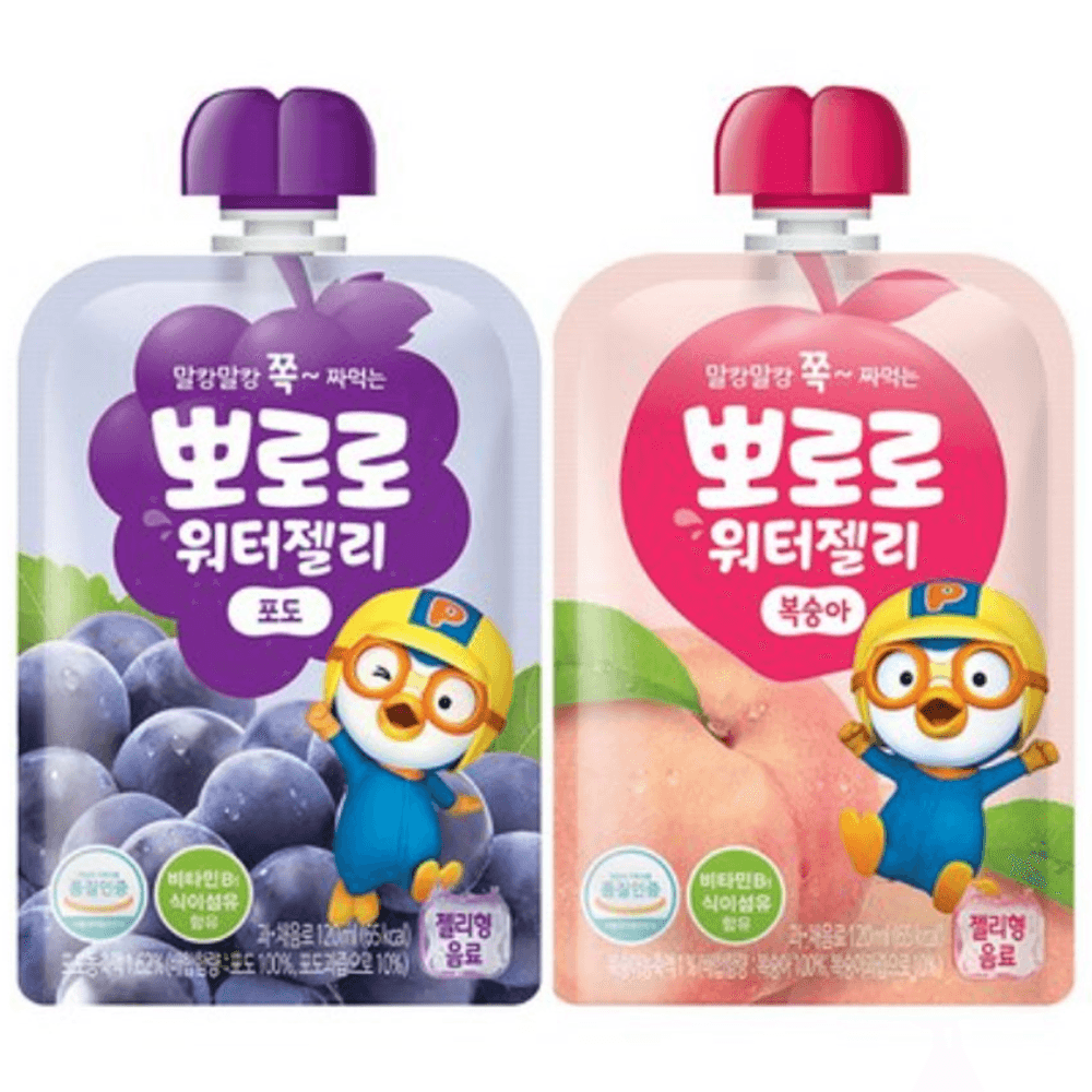 팔도 뽀로로 ウォーターゼリー ぶどう10個 + もも10個 ぶどう+もも 120ml 1セット