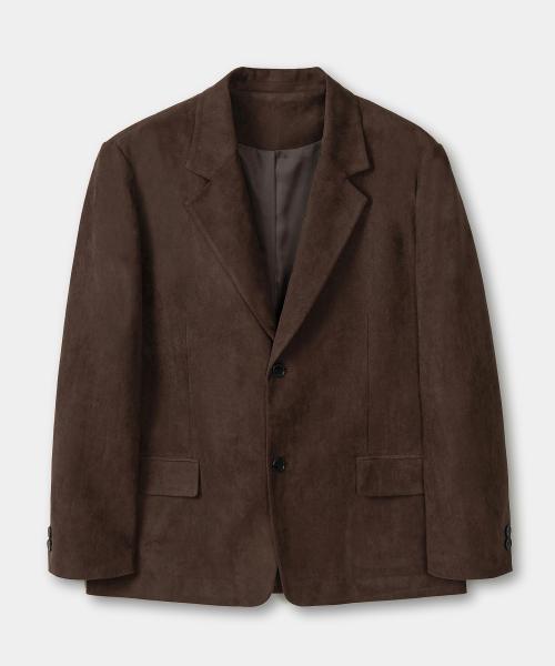 [X-CONTAINER] Classic Button Suede Blazer (DARK BROWN) E5F-CBSB72 DARK BROWN