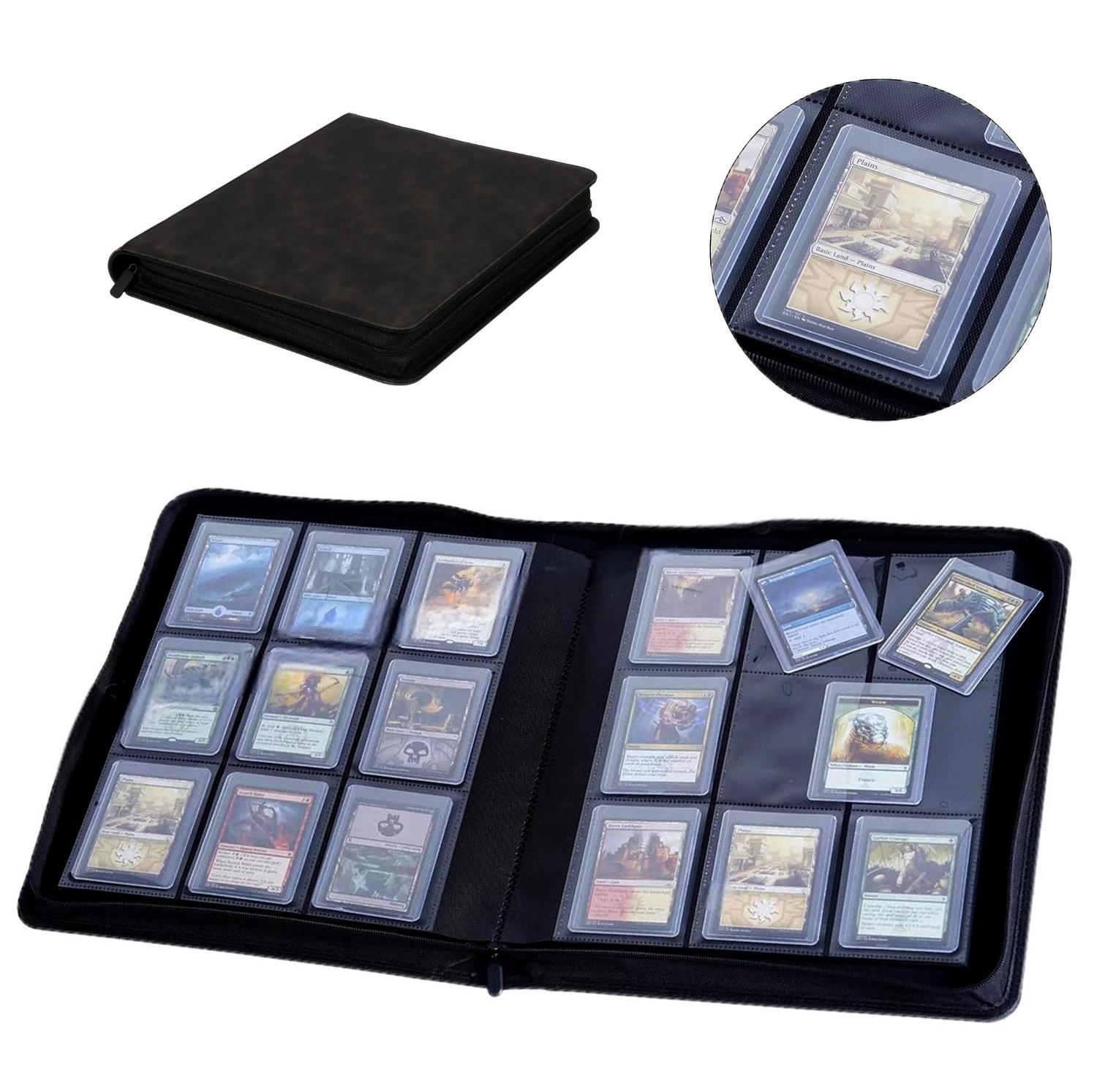 ポケモンカード トップローダー アルバム バインダー 35pt 収納 PUレザー ブラック 9ポケット