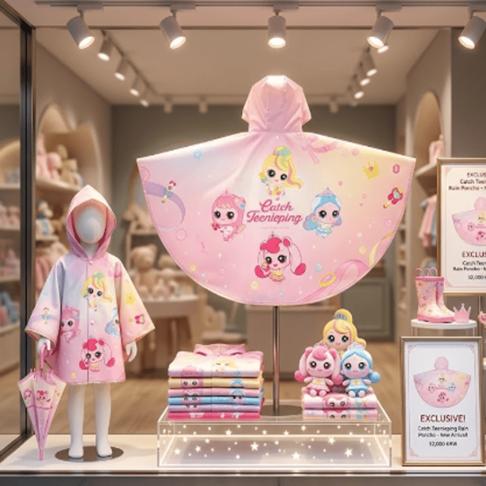ティニピン(Teenieping) レインコート ハチュピン(Hachupin) サップンピン(Sappunpin) レインコート ポンチョ 小学生 女児 子供用 通学用 プリンセス