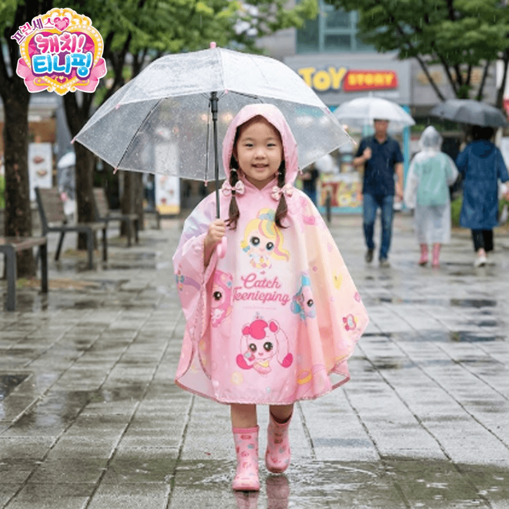 ティニピン(Teenieping) レインコート ハチュピン(Hachupin) サップンピン(Sappunpin) アルムピン(Areumpin) レインコート ポンチョ 小学生 女児 子供用