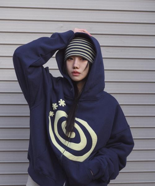 [아모우] Molly Hoodie Zip Up NAVY AM25FWJP05NA