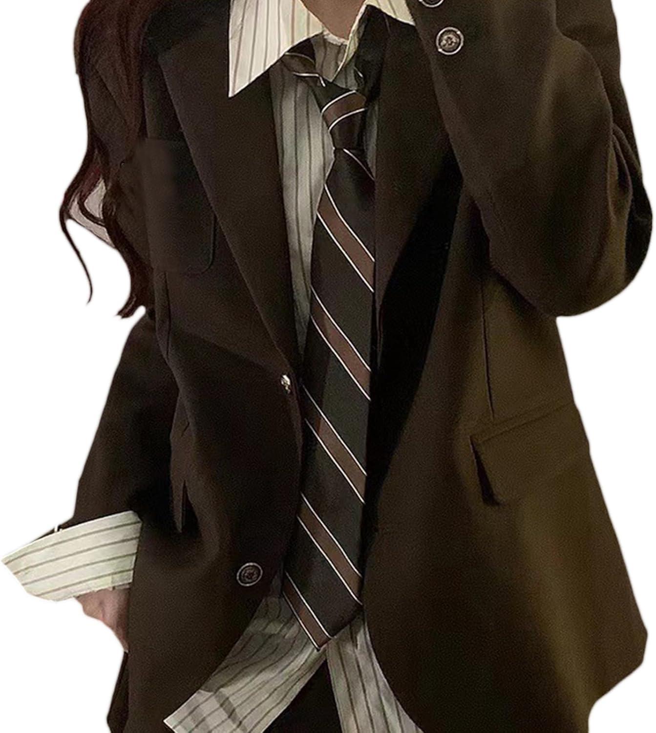 ヴィンテージ レディースネクタイ 日本 メンズ カジュアル 多用途 シャツ スクールアクセサリー coffee brown stripe