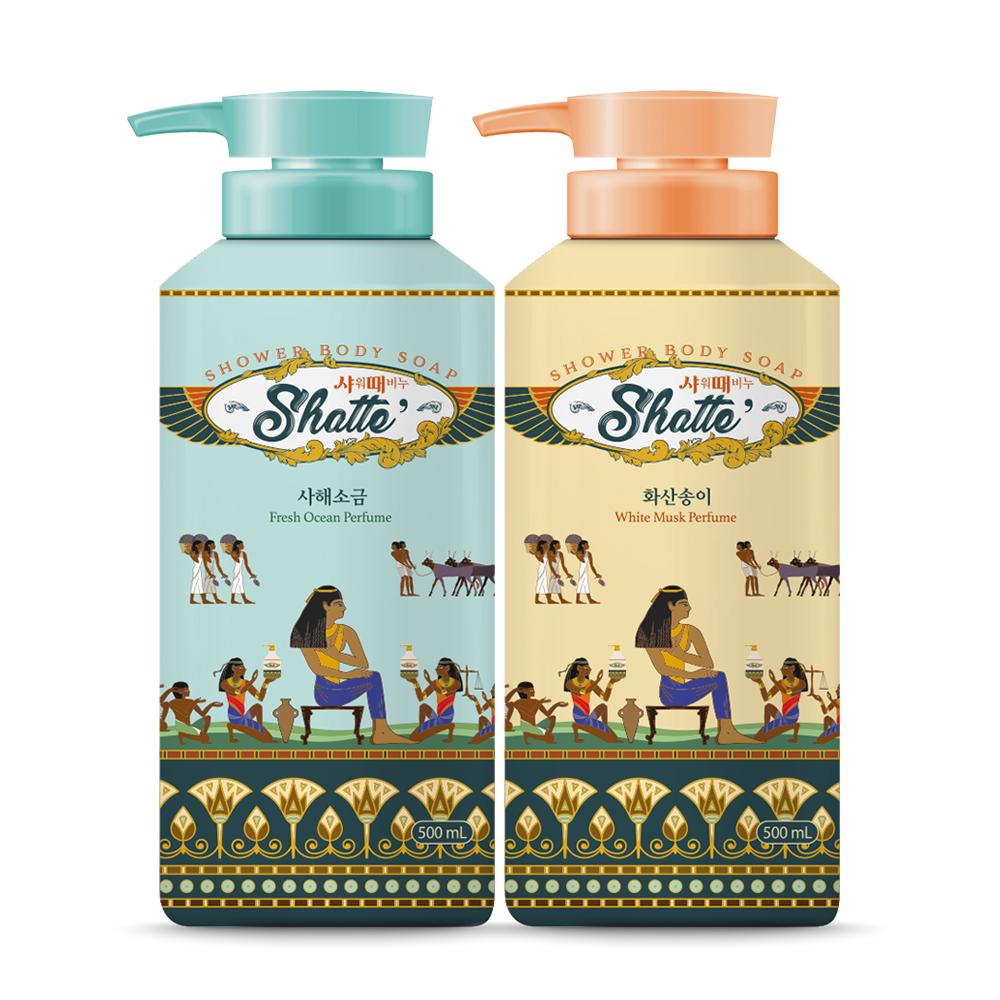 무궁화 샤워 때비누 500ml 2개 화산송이+사해소금 바디워시 스크럽 각질제거