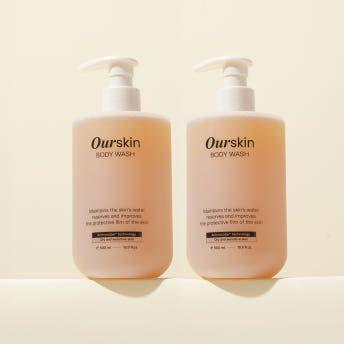 아워스킨 등드름 가드름 닭살피부 바디워시 향좋은 남자 여자 수분 보습 머스크, 500ml, 2개