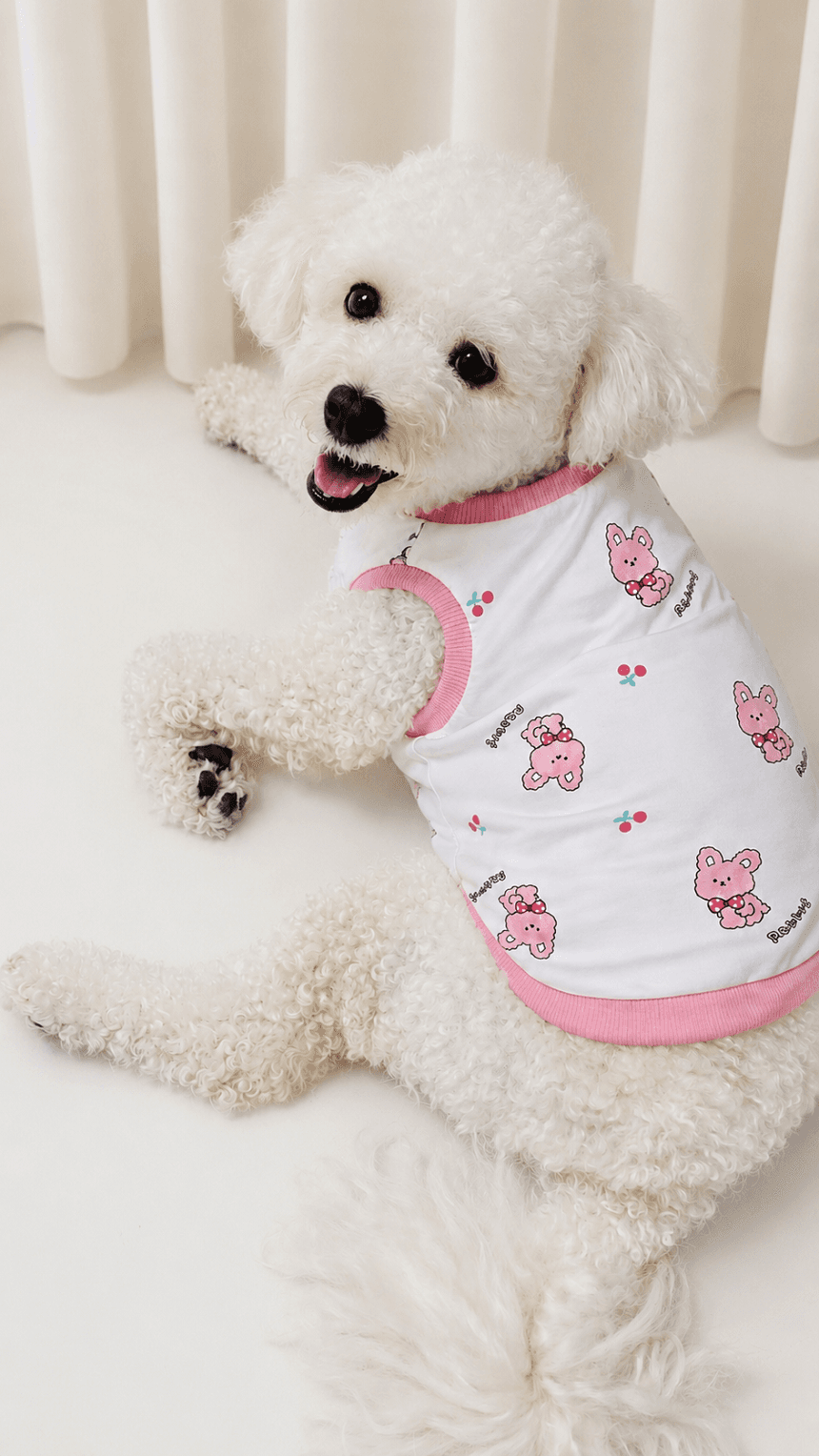 イピゲ ピーチラビット 犬 夏 室内服 パジャマ 部屋着 タンクトップ ノースリーブ Tシャツ デイリー 四季
