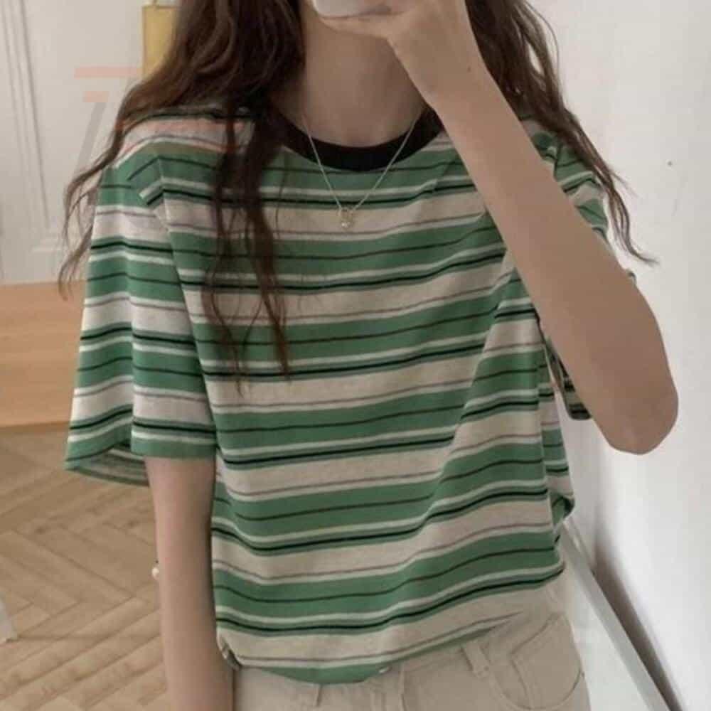 レディース ルーズフィット ボーダーTシャツ レディース トップス ボーダーTシャツ ルーズフィットTシャツ