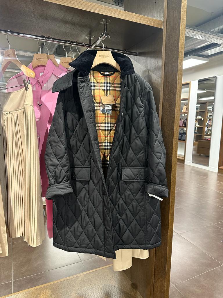 BURBERRY DEREHAM レディース キルティング ロング ジャケット 80712341 ブラック DEREHAM