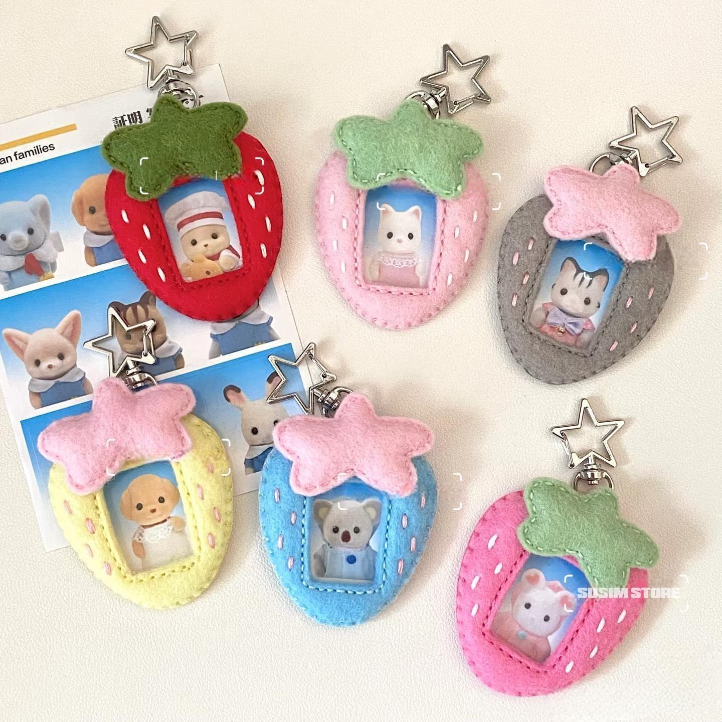 수심 Strawberry Photo Holder(6 Type) 딸기 키링 포카 포토 카드