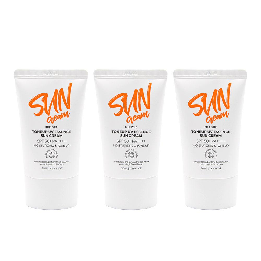 ブルーフォール UVエッセンス トーンアップ サンクリーム SPF 50+ 日焼け止め サンケア サンブロック 50ml, 3個