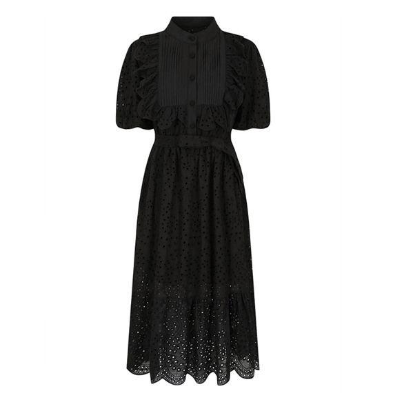 [国内百貨店] JJ지고트 パンチングレース ピンタック バンドワンピース ロング デート服 フェミニン お出かけ (BK10)ブラック FF