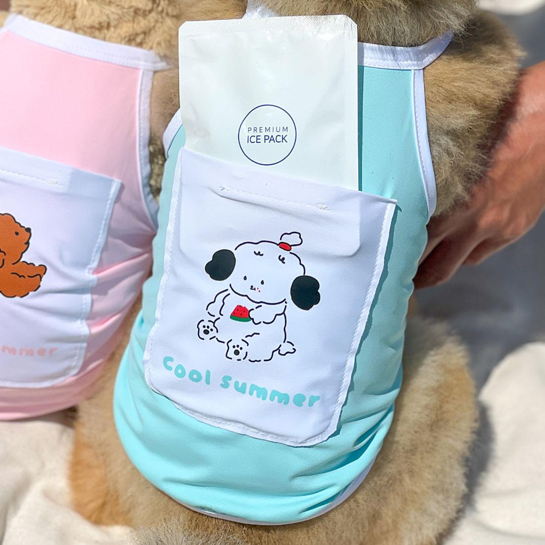 Lami Thebe 犬用 アイスパック 夏服 冷感 クールウェア クールベスト タンクトップ ホルターネック キャラクター Summer Beam S