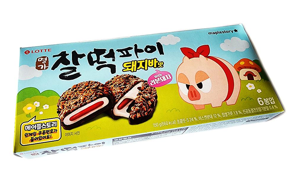 롯데 명가 찰떡파이 돼지바맛(6봉) 150g 메이플스토리 콜라보