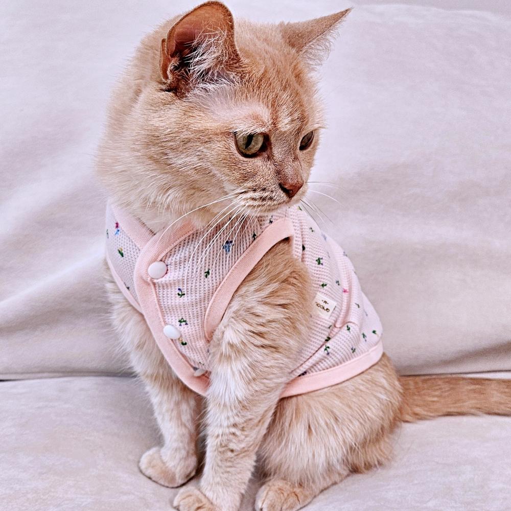 아리캣 고양이 옷 시원한 에어와플 한겹 여름 조끼