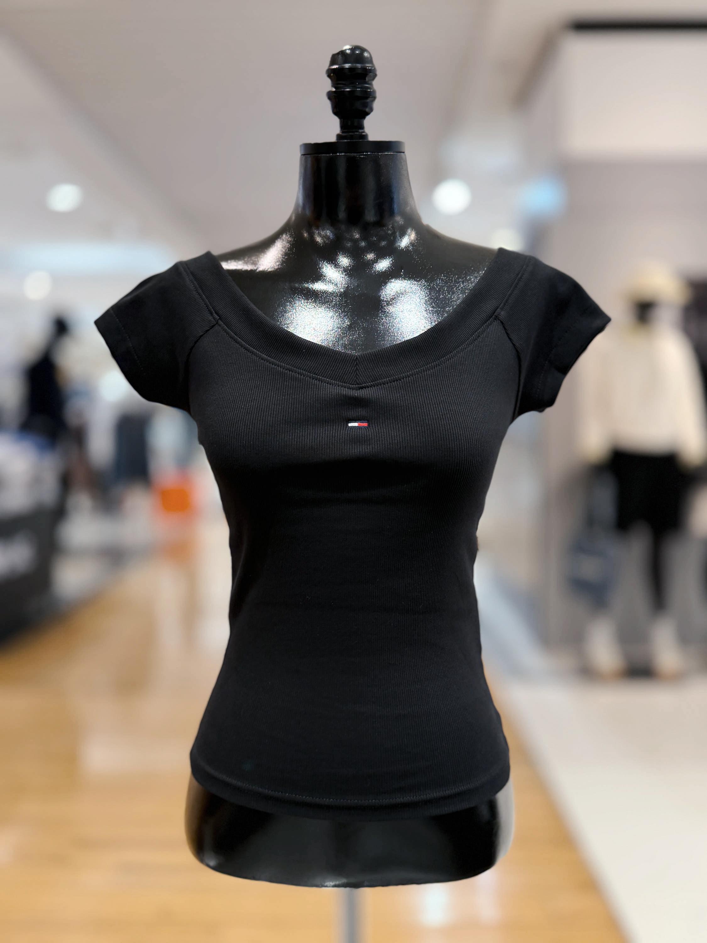 Tommy Jeans レディース スリムフィット リブ 夏 トップス 半袖 タンクトップ Tシャツ デイリー カジュアル きれいめ
