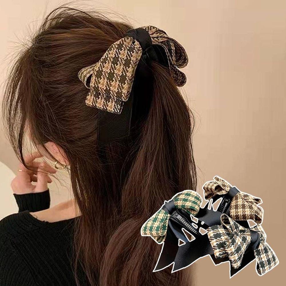 バナナクリップ / クリップ チェック柄 / 秋 レディース 冬 ヘアアクセサリー 秋のデイリー룩 ヘアピン