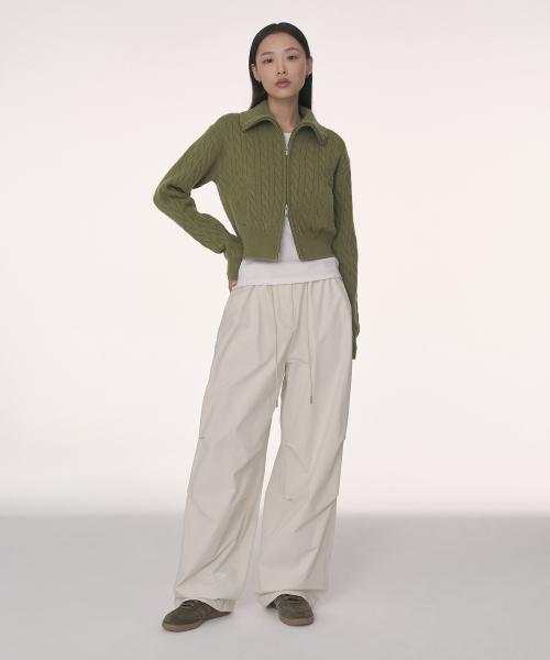 musinsastandardwoman 무신사 우먼즈 裏起毛 ナイロンパラシュートパンツ クリーム