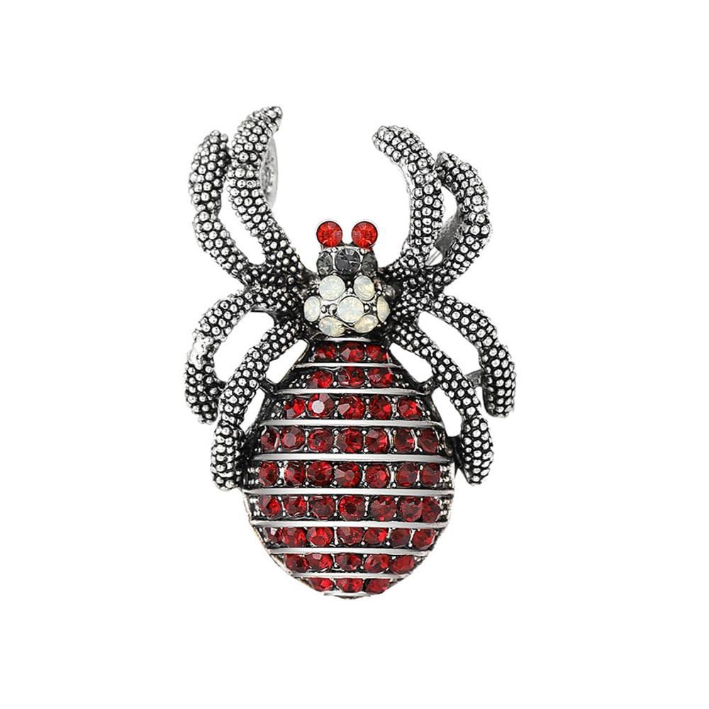 レディース ブラック スパイダー ラインストーン ブローチピン メンズ レディース ファッション ゴシック カラー クリスタル 動物 ドレス スーツ 衣類アクセサリー用 ラペル ハロウィン カスタマイズジュエリー Black