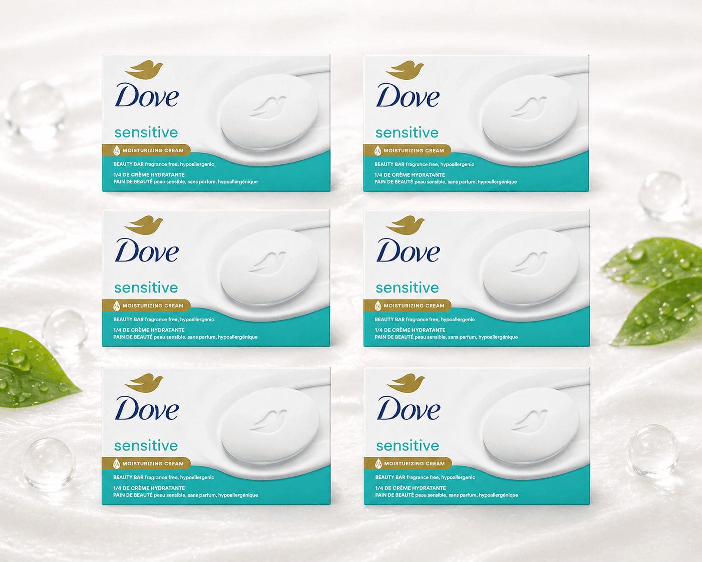 USA Dove Sensitive Bar Beauty Bar Soap Made in USA Moisturizing Cream 106g 6pcs