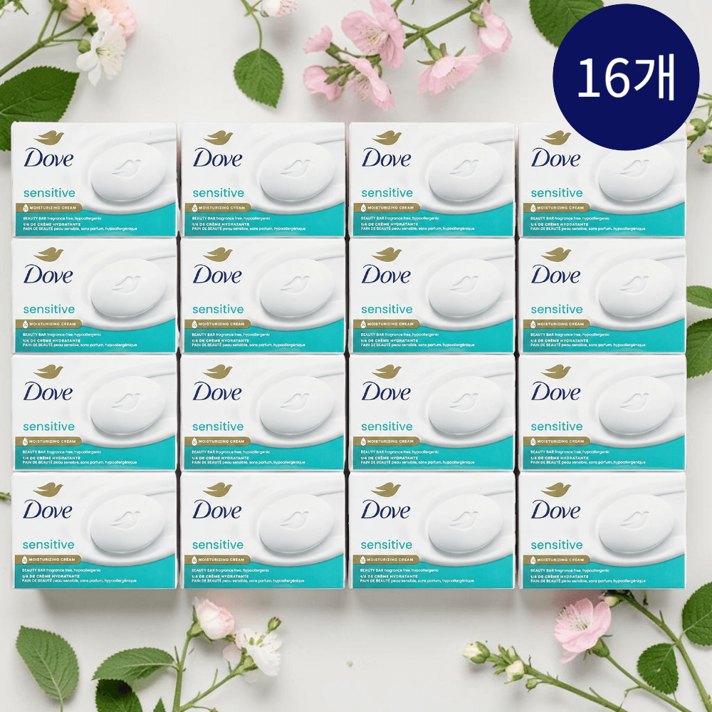 アメリカ Dove Sensitive Bar ビューティーバー 石鹸 アメリカ産 モイスチャライジング クリーム 106g, 16個